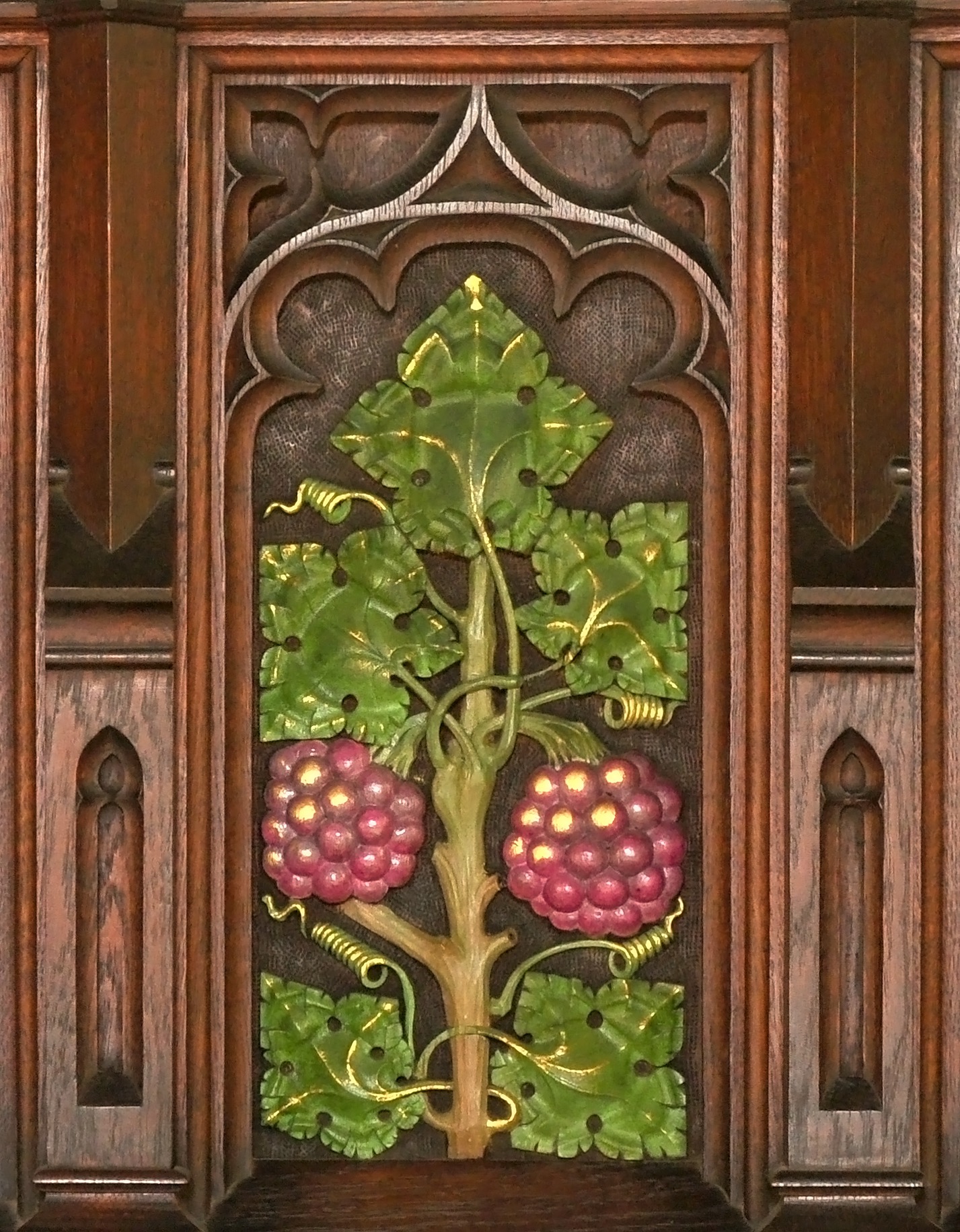 St Mary’s wooden panel – grapes